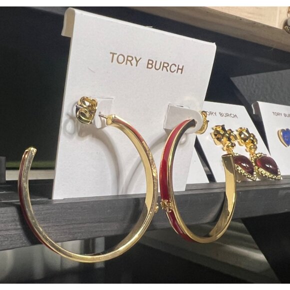Tory Burch Red and Gold Kira Earring and Bracelet Set! - Picture 8 of 9
